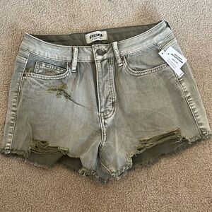 RSQ green vintage denim high rise shorts size 29 NWT